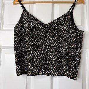 Madewell Black Floral Button Down Camisole Top Playground Posies Pattern Size 4